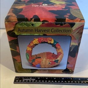 NWT & Vintage 1990s Autumn Harvest Collection Ceramic Cornucopia Basket